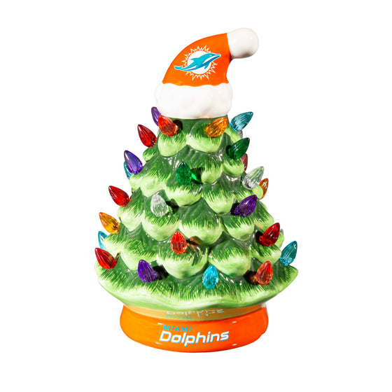 8" LED Ceramic Christmas Tree, Miami Dolphins - 757 Sports Collectibles