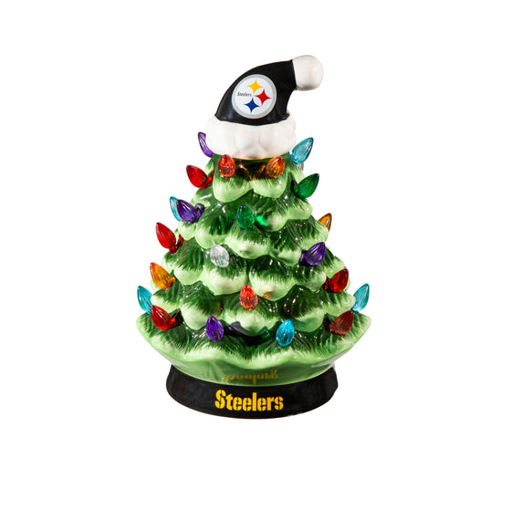 8" LED Ceramic Christmas Tree, Pittsburgh Steelers - 757 Sports Collectibles