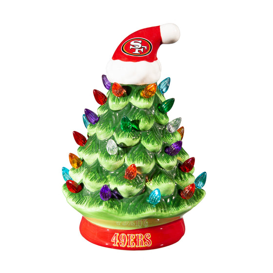 8" LED Ceramic Christmas Tree, San Francisco 49ers - 757 Sports Collectibles