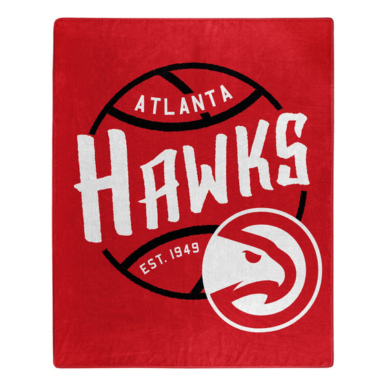 Atlanta Hawks Blanket 50x60 Raschel Blacktop Design - Special Order