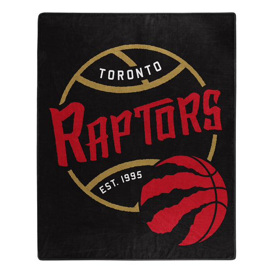 Toronto Raptors Blanket 50x60 Raschel Blacktop Design - Special Order