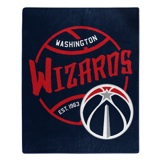 Washington Wizards Blanket 50x60 Raschel Blacktop Design - Special Order