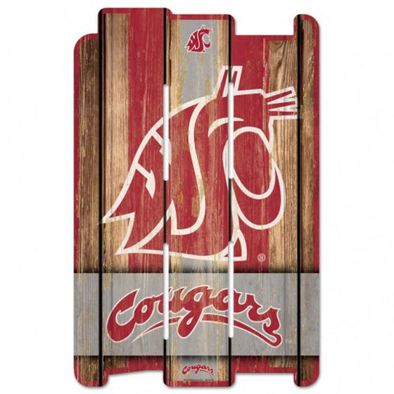 Washington State Cougars Sign 11x17 Wood Fence Style - Special Order