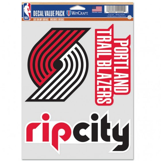 Portland Trail Blazers Decal Multi Use Fan 3 Pack Special Order