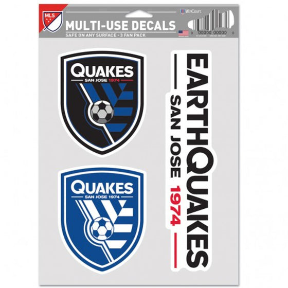 San Jose Earthquakes Decal Multi Use Fan 3 Pack Special Order