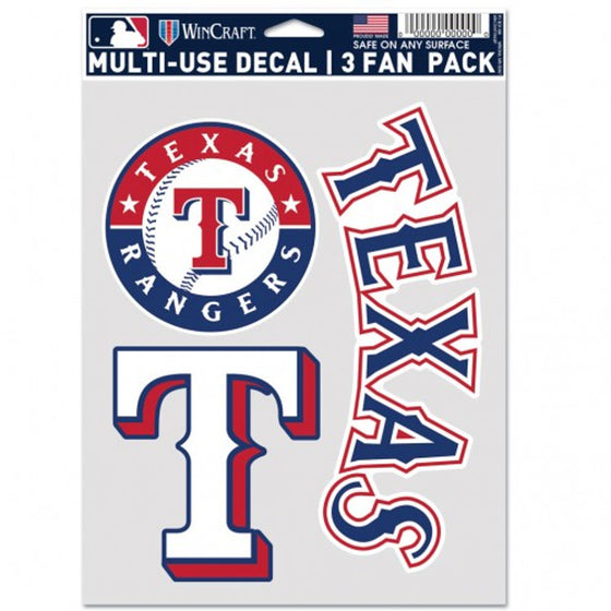 Texas Rangers Decal Multi Use Fan 3 Pack Special Order