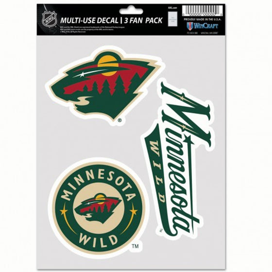 Minnesota Wild Decal Multi Use Fan 3 Pack