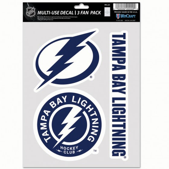 Tampa Bay Lightning Decal Multi Use Fan 3 Pack Special Order