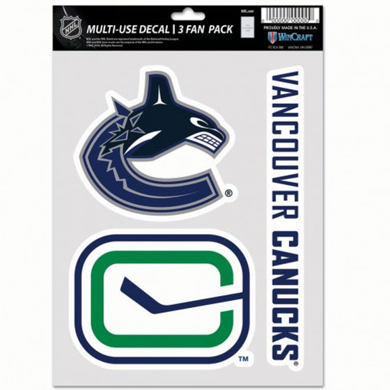 Vancouver Canucks Decal Multi Use Fan 3 Pack Special Order