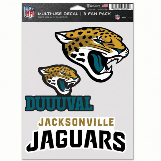 Jacksonville Jaguars Decal Multi Use Fan 3 Pack