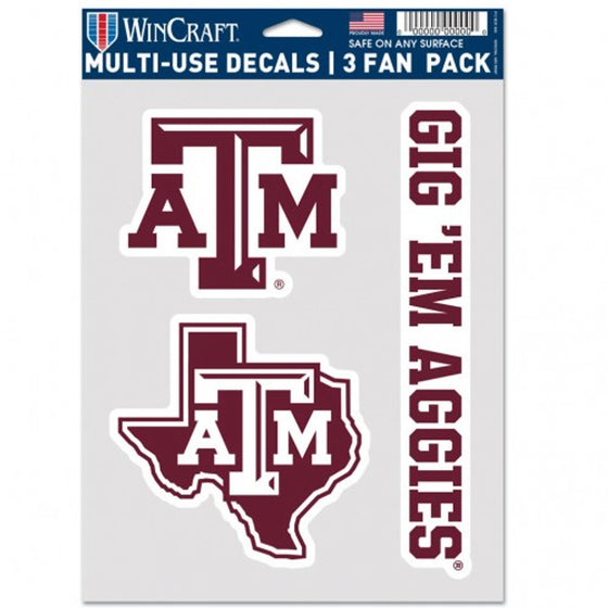 Texas A&M Aggies Decal Multi Use Fan 3 Pack Special Order