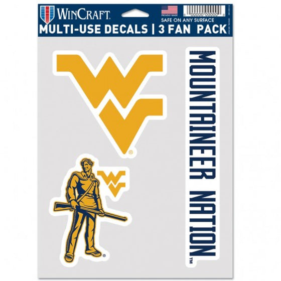 West Virginia Mountaineers Decal Multi Use Fan 3 Pack Special Order