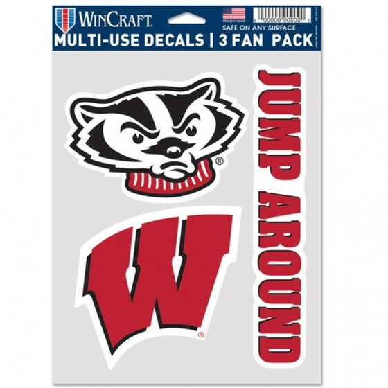 Wisconsin Badgers Decal Multi Use Fan 3 Pack Special Order