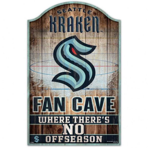 Seattle Kraken Sign 11x17 Wood Fan Cave Design