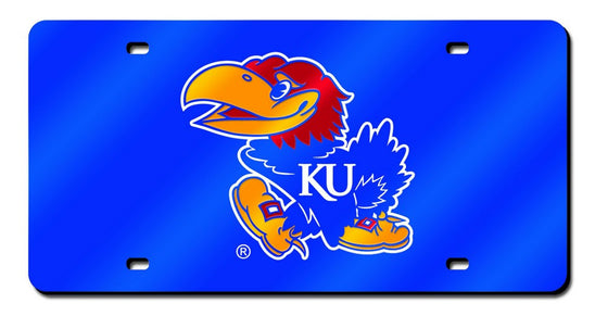 Kansas Jayhawks License Plate Laser Cut Navy - Special Order