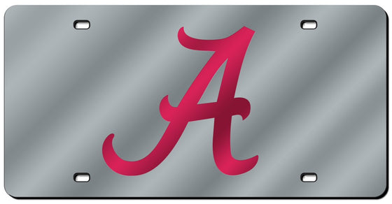 Alabama Crimson Tide Laser Cut Silver Script A License Plate (CDG)