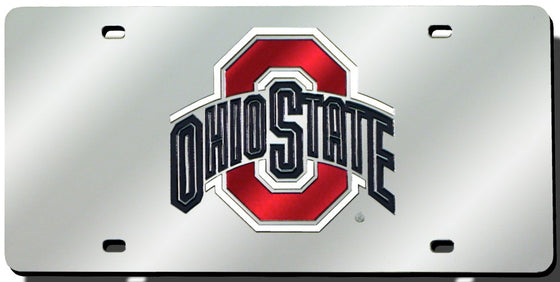 Ohio State Buckeyes Laser Cut Silver License Plate (CDG)