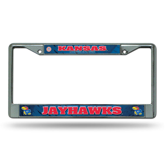 Kansas Jayhawks Chrome License Plate Frame w/Color Logo (CDG)