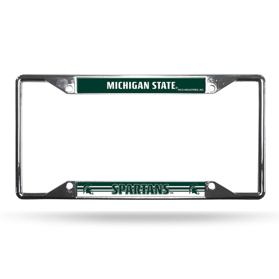 Michigan State Spartans License Plate Frame Chrome EZ View (CDG)