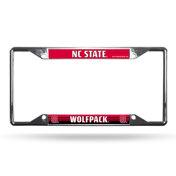 North Carolina State Wolfpack License Plate Frame Chrome EZ View (CDG)