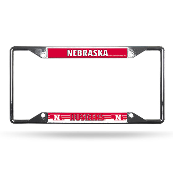 Nebraska Cornhuskers License Plate Frame Chrome EZ View (CDG)