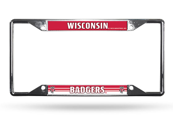 Wisconsin Badgers License Plate Frame Chrome EZ View (CDG)