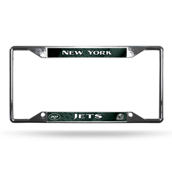 New York Jets License Plate Frame Chrome EZ View (CDG)