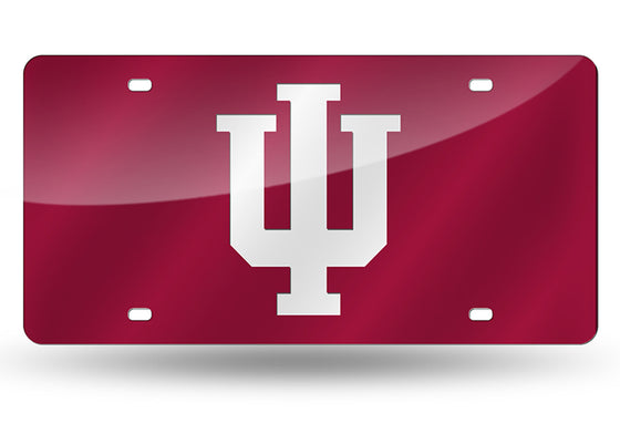 Indiana Hoosiers License Plate Laser Cut Red - Special Order