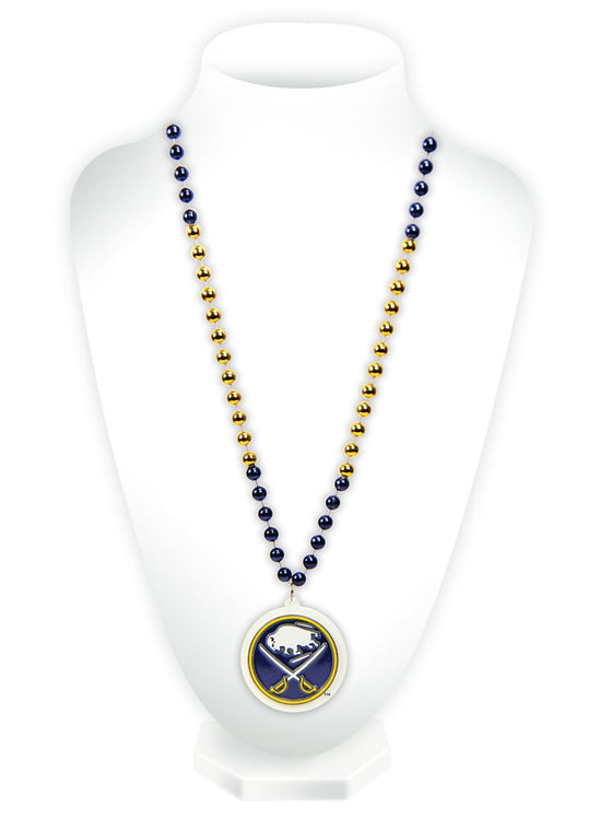 Buffalo Sabres Beads with Medallion Mardi Gras Style - Special Order