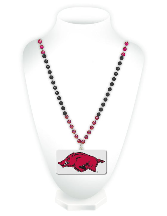 Arkansas Razorbacks Beads with Medallion Mardi Gras Style - Special Order