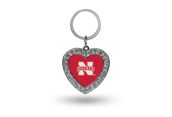 Nebraska Cornhuskers Keychain Rhinestone Heart CO