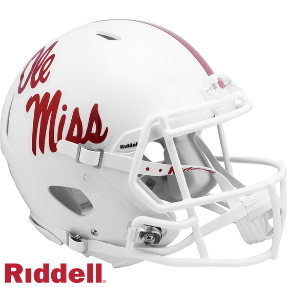 Mississippi Rebels Helmet Riddell Authentic Full Size Speed Style White - Special Order