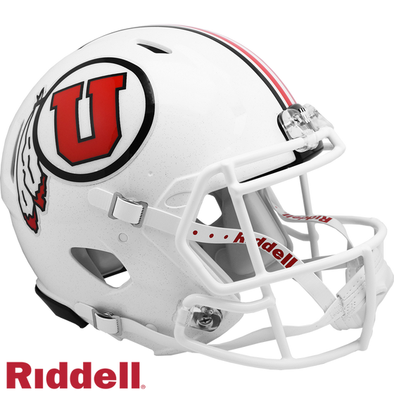 Utah Utes Helmet Riddell Authentic Full Size Speed Style White - Special Order