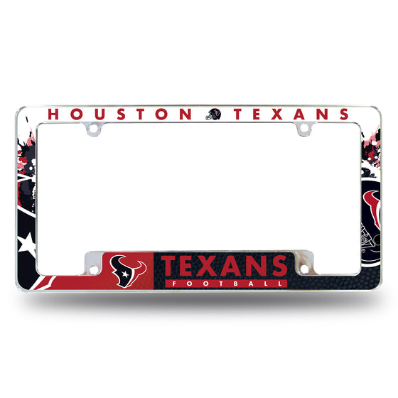 NFL Football Houston Texans Primary 12" x 6" Chrome All Over Automotive License Plate Frame for Car/Truck/SUV