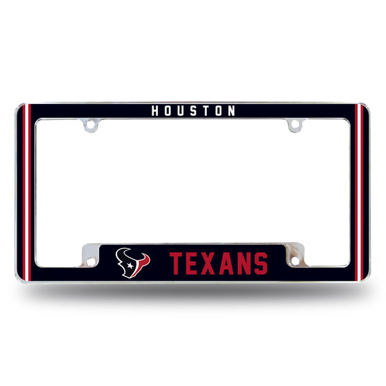 NFL Football Houston Texans Classic 12" x 6" Chrome All Over Automotive License Plate Frame for Car/Truck/SUV