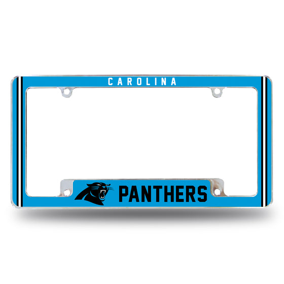 NFL Football Carolina Panthers Classic 12" x 6" Chrome All Over Automotive License Plate Frame for Car/Truck/SUV