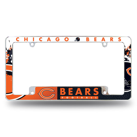 NFL Football Chicago Bears Primary 12" x 6" Chrome All Over Automotive License Plate Frame for Car/Truck/SUV