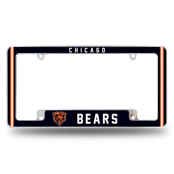 NFL Football Chicago Bears Classic 12" x 6" Chrome All Over Automotive License Plate Frame for Car/Truck/SUV