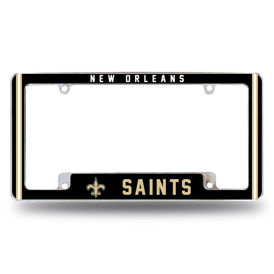 NFL Football New Orleans Saints Classic 12" x 6" Chrome All Over Automotive License Plate Frame for Car/Truck/SUV