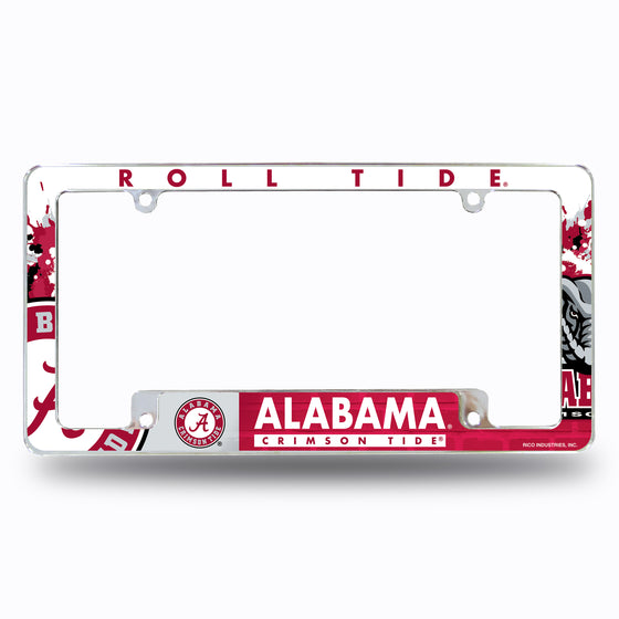 NCAA  Alabama Crimson Tide Primary 12" x 6" Chrome All Over Automotive License Plate Frame for Car/Truck/SUV