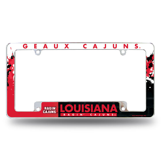 NCAA  Louisiana-Lafayette Ragin Cajuns Primary 12" x 6" Chrome All Over Automotive License Plate Frame for Car/Truck/SUV