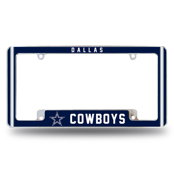 NFL Football Dallas Cowboys Classic 12" x 6" Chrome All Over Automotive License Plate Frame for Car/Truck/SUV
