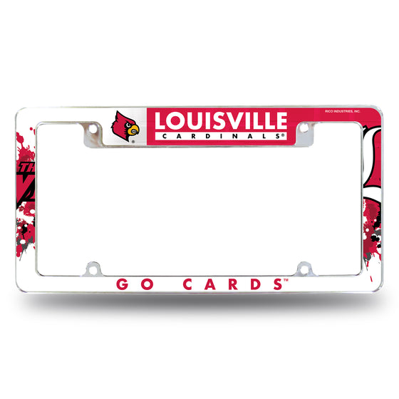 NCAA  Louisville Cardinals Primary 12" x 6" Chrome All Over Automotive License Plate Frame for Car/Truck/SUV