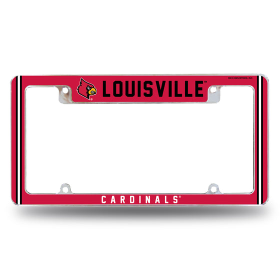 NCAA  Louisville Cardinals Classic 12" x 6" Chrome All Over Automotive License Plate Frame for Car/Truck/SUV