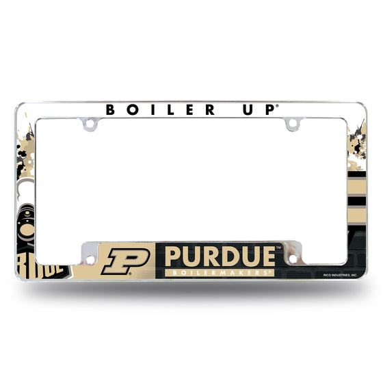 NCAA  Purdue Boilermakers Primary 12" x 6" Chrome All Over Automotive License Plate Frame for Car/Truck/SUV