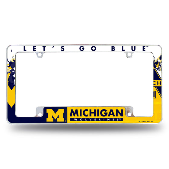 NCAA  Michigan Wolverines Primary 12" x 6" Chrome All Over Automotive License Plate Frame for Car/Truck/SUV