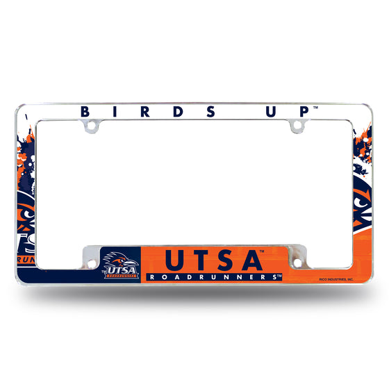 NCAA  Texas-San Antonio Roadrunners - UTSA Primary 12" x 6" Chrome All Over Automotive License Plate Frame for Car/Truck/SUV