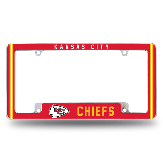 NFL Football Kansas City Chiefs Classic 12" x 6" Chrome All Over Automotive License Plate Frame for Car/Truck/SUV