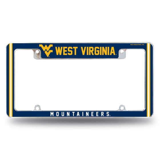 NCAA  West Virginia Mountaineers Classic 12" x 6" Chrome All Over Automotive License Plate Frame for Car/Truck/SUV