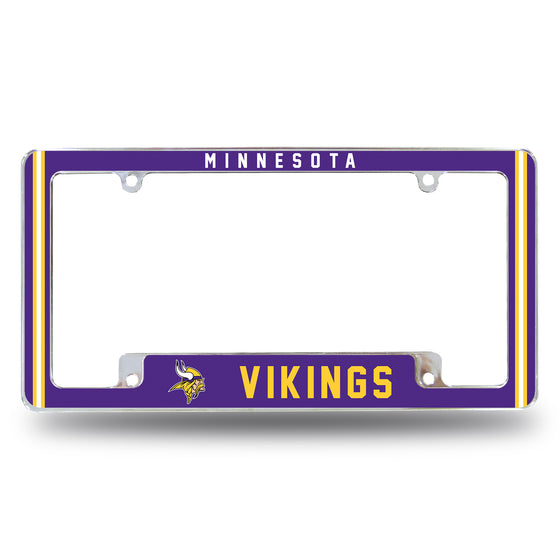 NFL Football Minnesota Vikings Classic 12" x 6" Chrome All Over Automotive License Plate Frame for Car/Truck/SUV